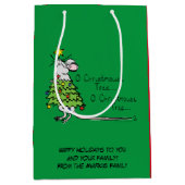 Funny Christmas Niedlich Mouse Tree Cartoon Mittlere Geschenktüte (Vorderseite)