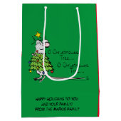 Funny Christmas Niedlich Mouse Tree Cartoon Mittlere Geschenktüte (Rückseite)