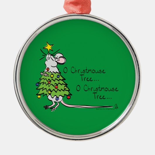 Funny Christmas Niedlich Mouse Tree Cartoon Ornament Aus Metall (Vorne)