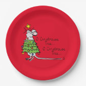 Funny Christmas Niedlich Mouse Tree Cartoon Pappteller (Vorderseite)