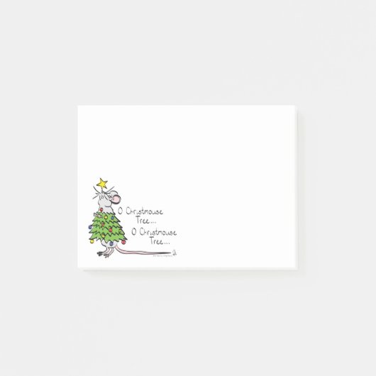 Funny Christmas Niedlich Mouse Tree Cartoon Post-it Klebezettel (Vorderseite)