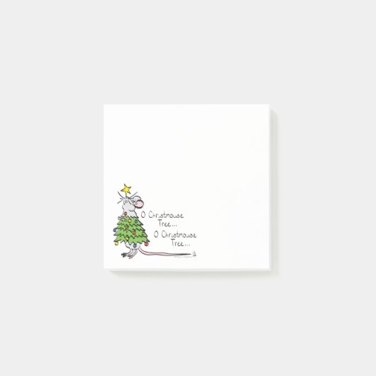Funny Christmas Niedlich Mouse Tree Cartoon Post-it Klebezettel (Vorderseite)