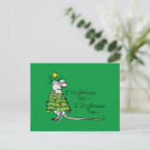 Funny Christmas Niedlich Mouse Tree Cartoon Postkarte (Stehend Vorderseite)