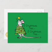 Funny Christmas Niedlich Mouse Tree Cartoon Postkarte (Vorne/Hinten)