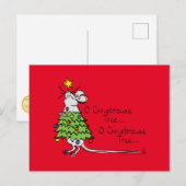 Funny Christmas Niedlich Mouse Tree Cartoon Postkarte (Vorne/Hinten)