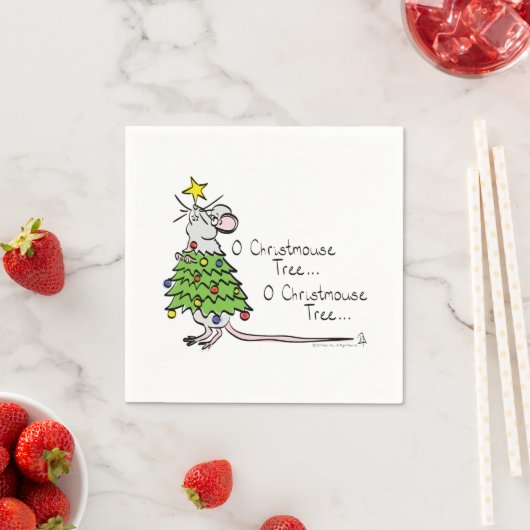 Funny Christmas Niedlich Mouse Tree Cartoon Serviette (Beispiel)