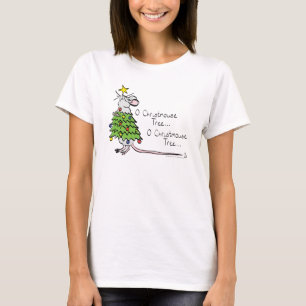 Funny Christmas Niedlich Mouse Tree Cartoon T-Shirt