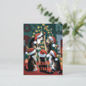 Funny Christmas Niedliche Vintage Katzen Postkarte (Stehend Vorderseite)