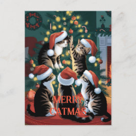 Funny Christmas Niedliche Vintage Katzen Postkarte