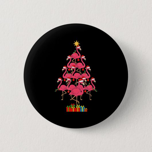 Funny Christmas Nk Flamingo Tree Holiday Bird Love Button (Vorderseite)