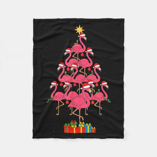 Funny Christmas Nk Flamingo Tree Holiday Bird Love Fleecedecke (Vorderseite)