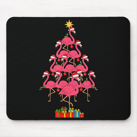 Funny Christmas Nk Flamingo Tree Holiday Bird Love Mousepad (Vorne)