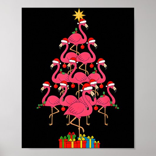 Funny Christmas Nk Flamingo Tree Holiday Bird Love Poster (Vorne)