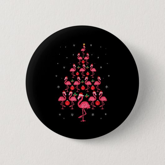 Funny Christmas Nk Flamingo Tree Holiday Gift Bird Button (Vorderseite)