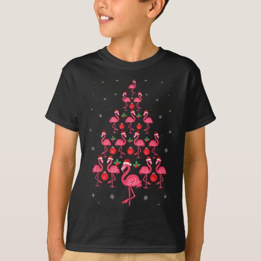 Funny Christmas Nk Flamingo Tree Holiday Gift Bird T-Shirt (Vorderseite)