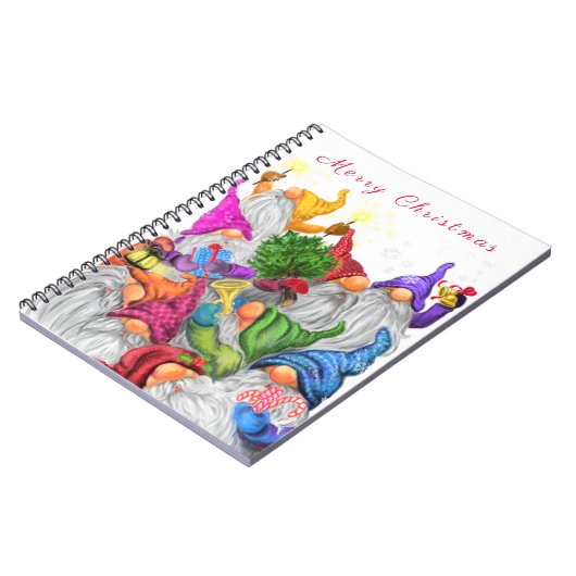 Funny Christmas Notebook Geschenk Happy Gnomes Par Notizblock (Linke Seite)