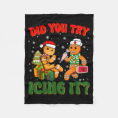 Funny Christmas Nurse Did You Try Icing It_ Ginger Fleecedecke (Vorderseite)
