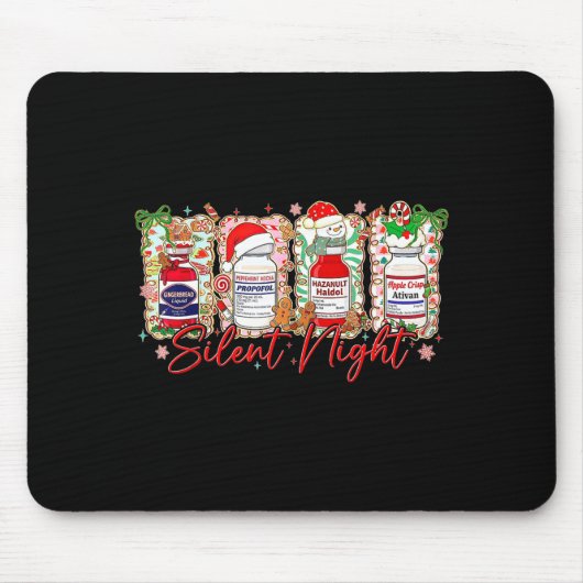 Funny Christmas Nurse Silent Night Medical Humor  Mousepad (Vorne)