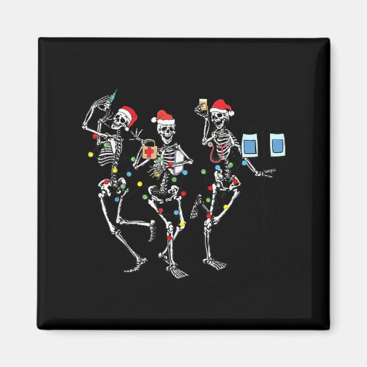Funny Christmas Nurse Skeleton Nurse Dance Stethos Magnet (Vorne)