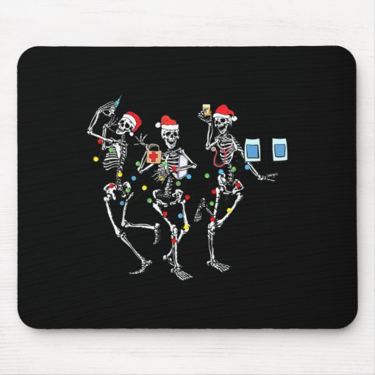 Funny Christmas Nurse Skeleton Nurse Dance Stethos Mousepad (Vorne)
