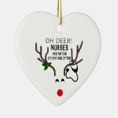 Funny Christmas Nurse Stethoscope Reindeer Keramik Ornament (Rechts)