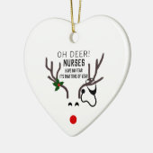 Funny Christmas Nurse Stethoscope Reindeer Keramik Ornament (Links)