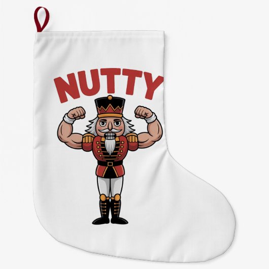 Funny Christmas Nutcracker Nuty Natürliche Fitness Großer Weihnachtsstrumpf (Vorderseite)