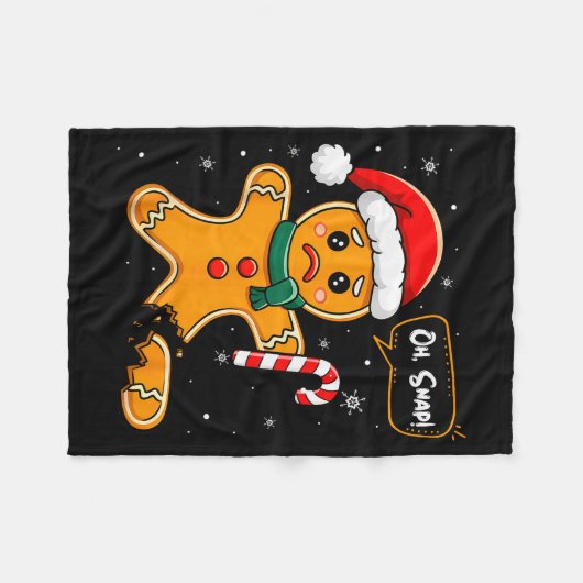 Funny Christmas Oh Snap Gingerbread Man Cookie X M Fleecedecke (Vorderseite (Horizontal))