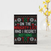 Funny Christmas On The Naughty List Ugly Christmas Karte (Gelbe Blume)