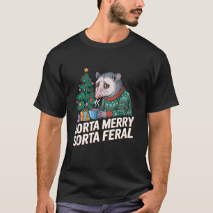 Funny Christmas Opossum Sorta Merry Sorta T-Shirt