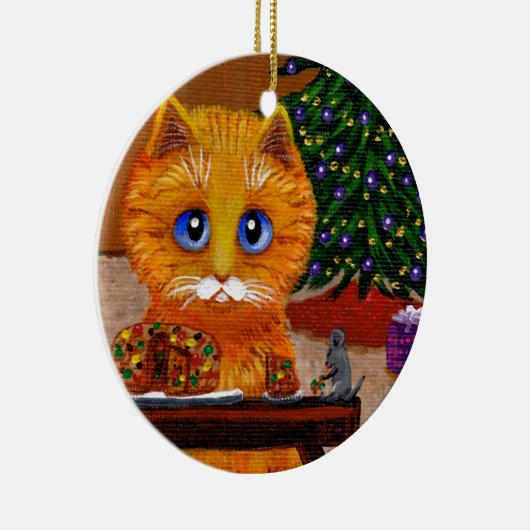 Funny Christmas Orange Cat Art Creationarts Keramik Ornament (Rechts)