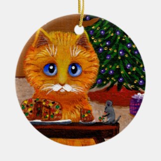 Funny Christmas Orange Cat Art Creationarts Keramik Ornament