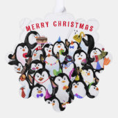 Funny Christmas Ornament Card Happy Pinguins Party (Rückseite)