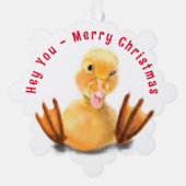 Funny Christmas Ornament Card Happy Playful Duck Karte (Vorderseite)