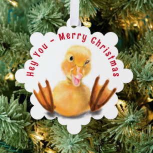 Funny Christmas Ornament Card Happy Playful Duck Karte