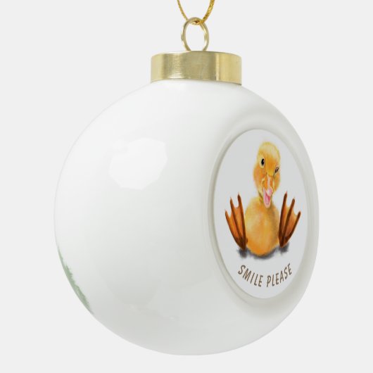 Funny Christmas Ornament Happy Duck - Custom Text (Links)