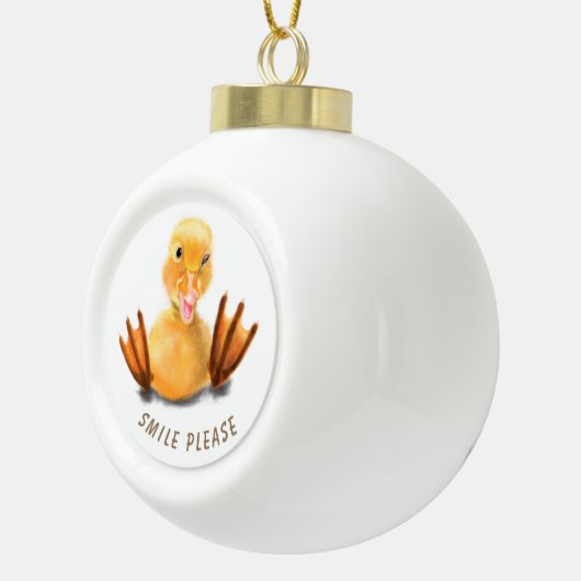 Funny Christmas Ornament Happy Duck - Custom Text (Rechts)