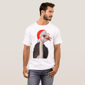 Funny Christmas Ostrich in der Weihnachtsmannmütze T-Shirt (Vorne ganz)