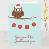 Funny Christmas Owl Karte (Gelbe Blume)