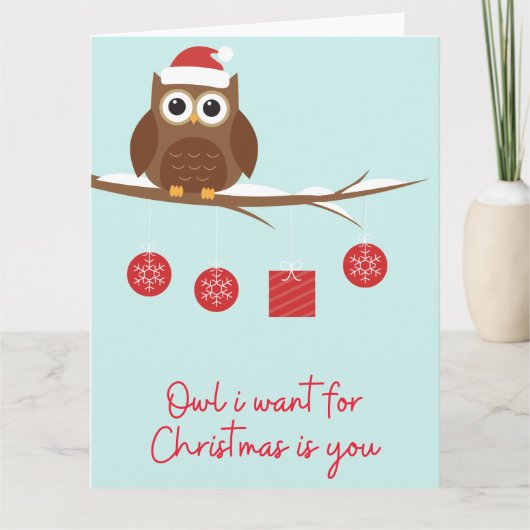 Funny Christmas Owl Karte (Vorderseite)
