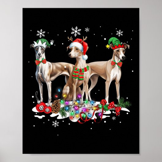 Funny Christmas Pajama Dog Whippet Dog Poster (Vorne)