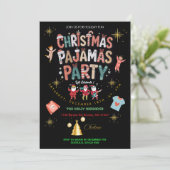 Funny Christmas Pajamas Party Chalkboard Einladung (Stehend Vorderseite)