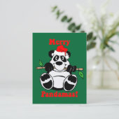 Funny Christmas Panda Bear Feiertagspostkarte (Stehend Vorderseite)