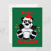 Funny Christmas Panda Bear Feiertagspostkarte (Vorne/Hinten)