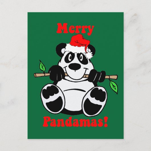 Funny Christmas Panda Bear Feiertagspostkarte (Vorderseite)
