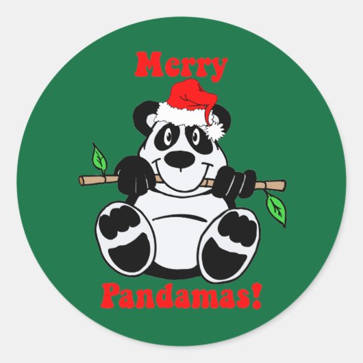 Funny Christmas Panda Bear Runder Aufkleber (Vorderseite)