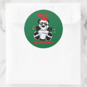 Funny Christmas Panda Bear Runder Aufkleber (Tasche)