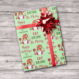 Funny Christmas Party Gnome Geschenkpapier
