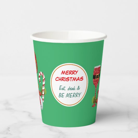 Funny Christmas Party Gnome Paper Cups Pappbecher (Links)