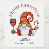 Funny Christmas Party Gnome Weinetikett (Einzelnes Label)